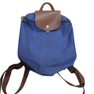 Longchamp Le Pliage Backpack Purple Nylon Leather Foldable Bag Preppy Luxe Easy